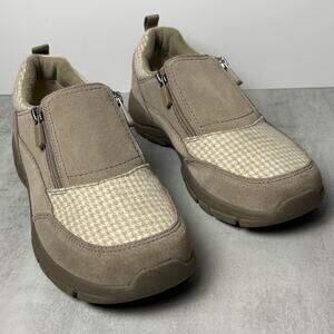 Lands' End All Weather Insulated Suede Zip Moc Suede and Plaid Shoes Women's 10